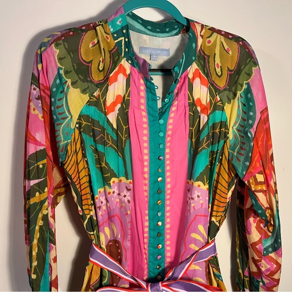 ANTONIO MELANI Colorful Patterned Midi Dress size Small - Picture 4 of 9
